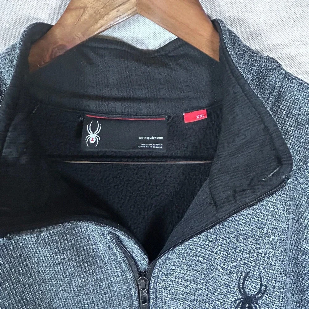 Spyder Mens XXL‎ Grey Heathered Full Zip Fleece Lined Sweater Jacket Mock Neck